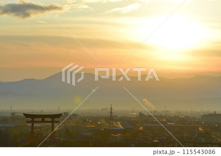 朝の弥彦大鳥居(新潟県) 朝の弥彦大鳥居(新潟県) 115543086