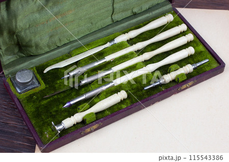 Vintage retro writing tools set. 115543386