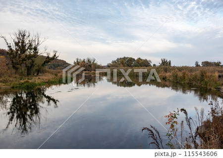 Autumn Nature on Siverskyi Donets River, Ukraine 115543606