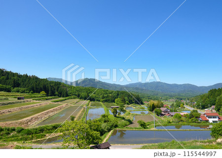 〈島根県〉奥出雲町　大原新田の棚田風景　5月 115544997