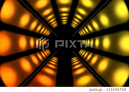 Illuminated tunnel passage.Tunnel with yellow wall panels of secondary lighting. Illuminated tunnel passage.Tunnel with yellow wall panels of secondary lighting. 115545739