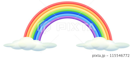 Colorful Rainbow with Fluffy Clouds 115546772