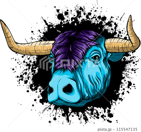 vector illustration of head bull colored design 115547135