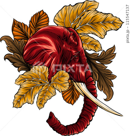 vector illustration of Elephant head digital draw 115547137