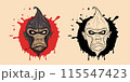 illustration of monkey. Design element for poster, t shirt, emblem, sign 115547423
