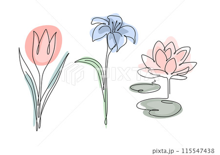 One line drawing abstract flowers 115547438