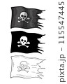 Pirate flag, skull and crossbones black and white 115547445