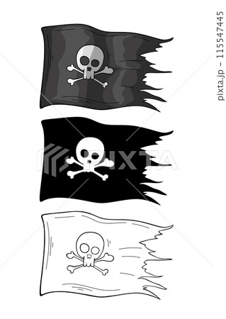 Pirate flag, skull and crossbones black and white 115547445