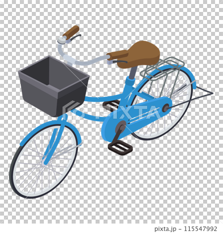 アイソメトリックで描いた青い自転車のイラスト 115547992