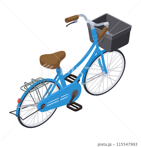 アイソメトリックで描いた青い自転車のイラスト 115547993