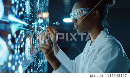 Doctor Using Advanced Digital Interface for...のイラスト素材 [115548137] - PIXTA