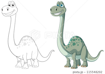 Happy Cartoon Dinosaurs Illustration 115548202