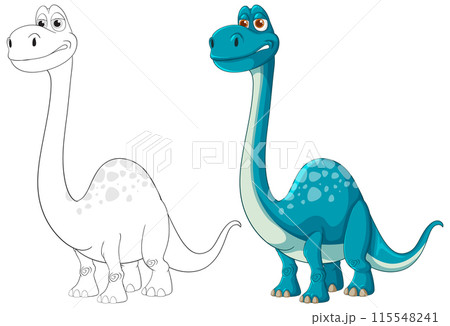 Colorful and Outline Dinosaur Illustration Colorful and Outline Dinosaur Illustration 115548241