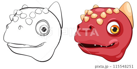 Cute Dinosaur Head Illustration 115548251