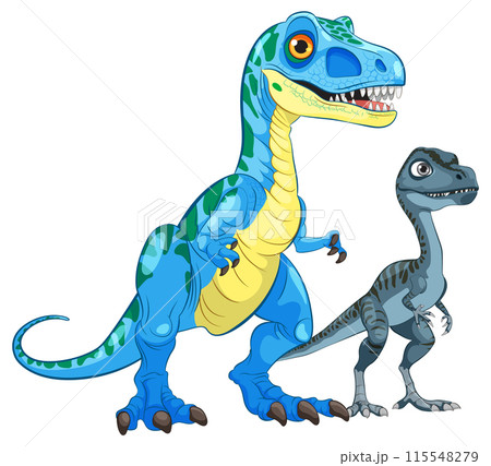 Colorful Cartoon Dinosaurs Duo 115548279