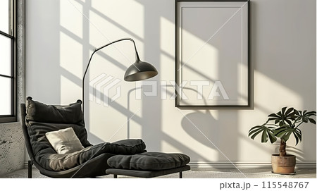 Minimalist Interior with Cozy Seating Area Minimalist Interior with Cozy Seating Area 115548767