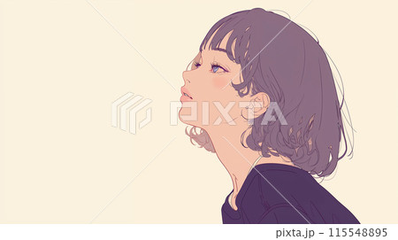 上を見る女性の横顔 115548895