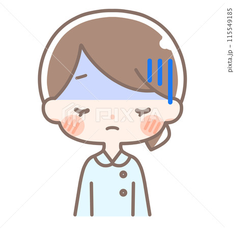 上半身|青ざめる女性イラスト|白衣 上半身|青ざめる女性イラスト|白衣 115549185