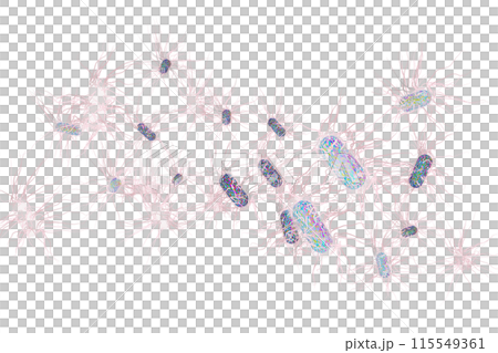 サルモネラ菌などの悪玉菌イラスト(コンピューターグラフィック:透過素材) サルモネラ菌などの悪玉菌イラスト(コンピューターグラフィック:透過素材) 115549361