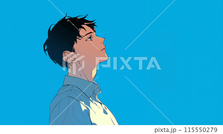 上を見る男性 115550279