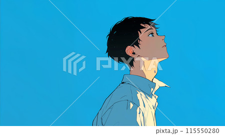 上を見る男性のイラスト素材 [115550280] - PIXTA