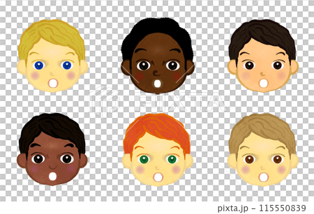 Set of cute faces of children around the world 115550839