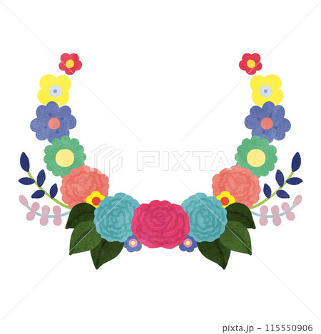 可愛いカラフルな花のフレーム 115550906
