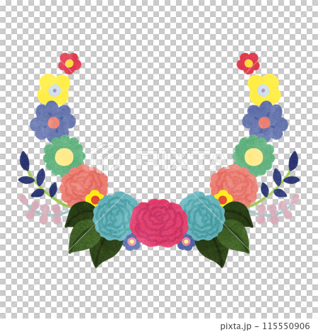 可愛いカラフルな花のフレーム 115550906