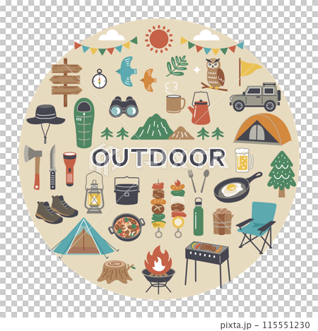 Outdoor and camping illustration set 115551230