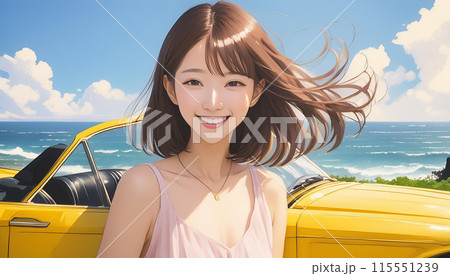 AI生成|海岸沿いをドライブする若くて可愛い日本人女性イメージ|夏休み|ドライブ|海イメージ AI生成|海岸沿いをドライブする若くて可愛い日本人女性イメージ|夏休み|ドライブ|海イメージ 115551239
