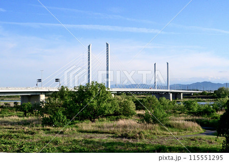 利根川に架かり、伊勢崎市と本庄市を結ぶ坂東大橋 115551295