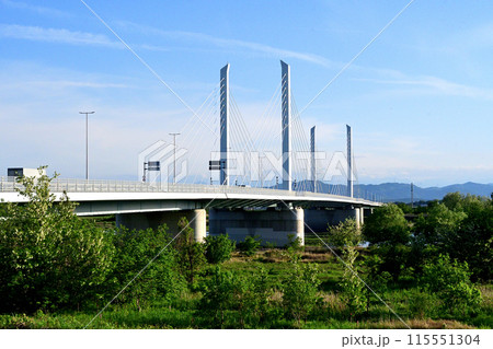 利根川に架かり、伊勢崎市と本庄市を結ぶ坂東大橋 利根川に架かり、伊勢崎市と本庄市を結ぶ坂東大橋 115551304