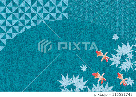 金魚　もみじ　和柄　背景 115551745