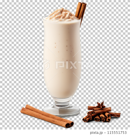 Amaranth milk horchata in a tall glass garnished with a cinnamon stick and a sprinkle Amaranth milk horchata in a tall glass garnished with a cinnamon stick and a sprinkle 115551753