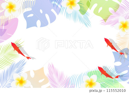 金魚　暑中見舞い　夏　背景	 115552010