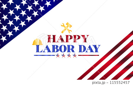 Amazing Happy Labour day text with usa flag design 115552457