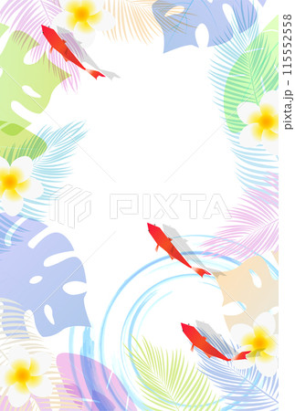 金魚 暑中見舞い ヤシ 背景 金魚 暑中見舞い ヤシ 背景 115552558