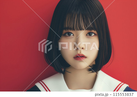 ボブヘアーが似合う女子学生 ボブヘアーが似合う女子学生 115553837