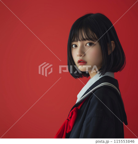 ボブヘアーが似合う女子学生 115553846