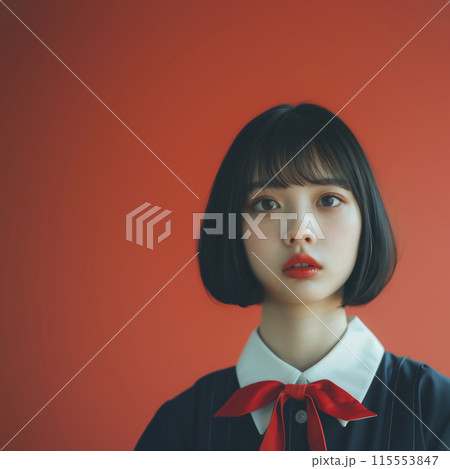 ボブヘアーが似合う女子学生 115553847