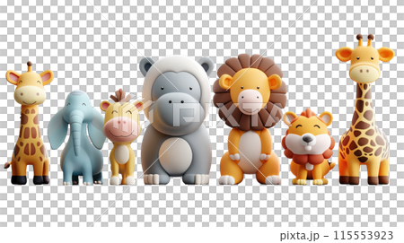 コミカルなフォルムの動物達、PNG 115553923