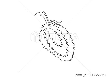 Continuous one line drawing whole freshness healthy organic soursop for orchard logo identity. Fresh summer fruitage concept for fruit garden icon. Single line draw design vector graphic illustration 115553945