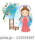 七夕　織姫と機織り機 115554307