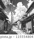 白黒の古い町並み　ai生成画像 115554804