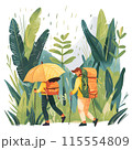 雨の日のハイキング　ai生成画像 115554809
