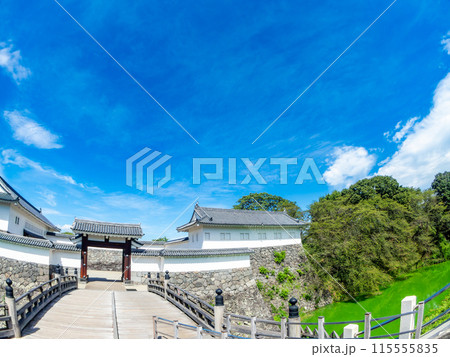 夏の城郭の景色 対角魚眼レンズで撮った風情豊かな山形城二ノ丸 夏の城郭の景色 対角魚眼レンズで撮った風情豊かな山形城二ノ丸 115555835