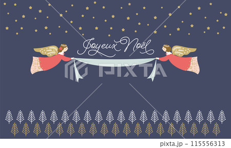 ベクターイラスト-聖夜の森と天使の祝福2 115556313