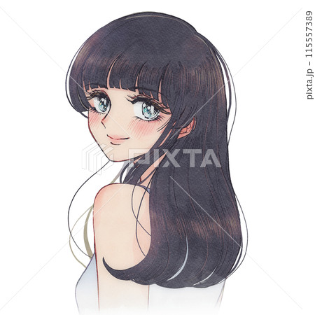 トリートメントでサラサラヘアになったお姉さんのイラスト トリートメントでサラサラヘアになったお姉さんのイラスト 115557389