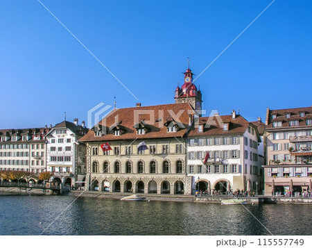 Embankment of Reuss river in Lucerne, Switzerland 115557749