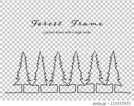 Coniferous forest (forest) line drawing frame, background material 115557975
